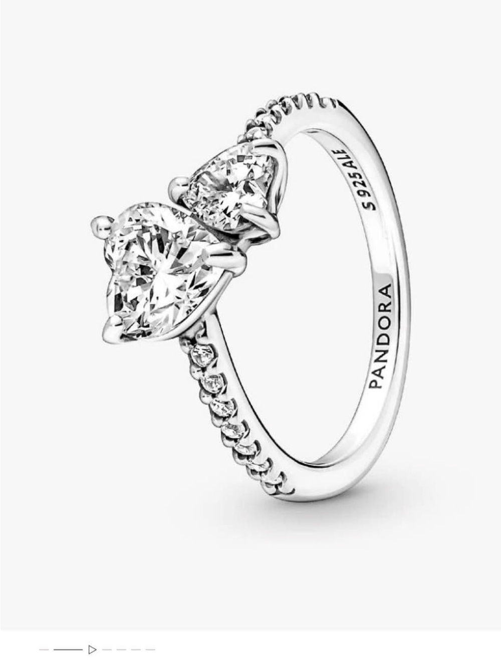 Pandora Silver Clear Heart Duo Ring